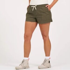 Vuori shorts as-is with bleach marks on waist and leg